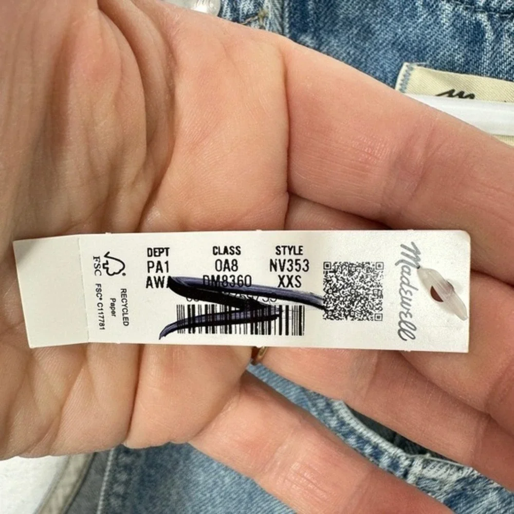 Madewell Scoopneck Denim Shortalls Chambray‎ Blue XXS Button Front Patch Pockets - Picture 7 of 14